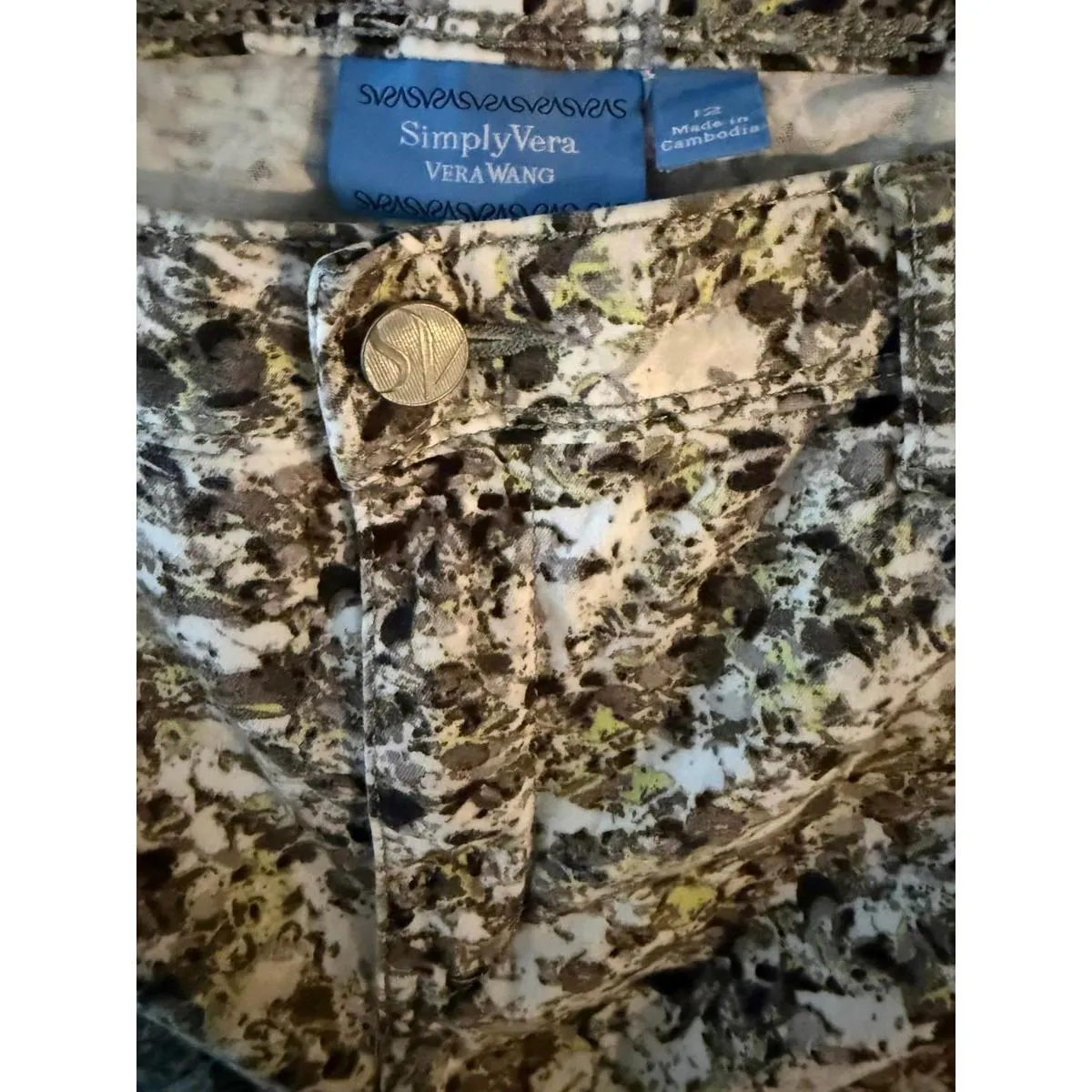 Simply Vera Vera Wang Women's Casual Pants Jeans Size 12 Cropped Brown White - Image 6