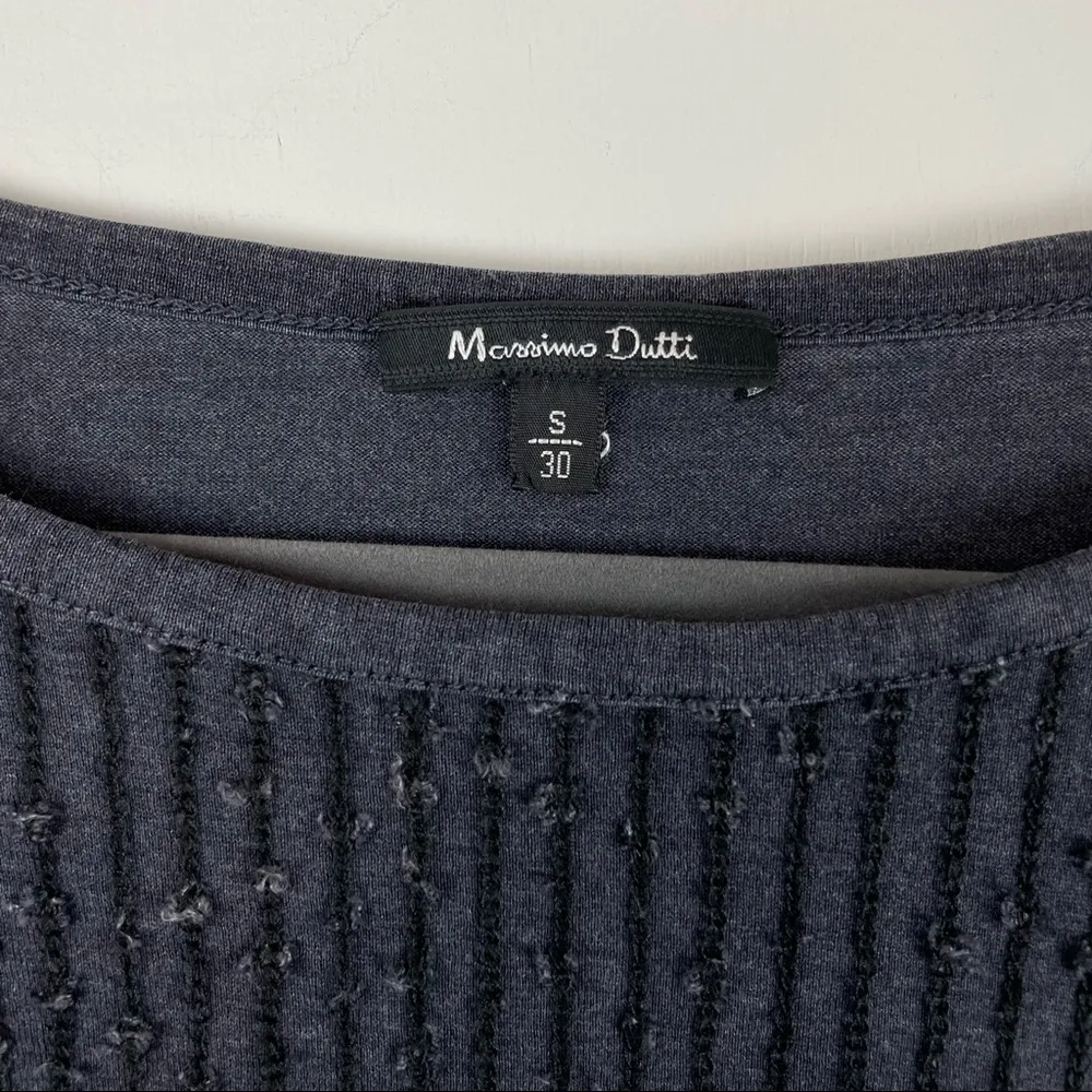 Massimo Dutti Sz Small Silk Cotton Grey Textured Neck Boat Neck Top Sz Small - Image 6