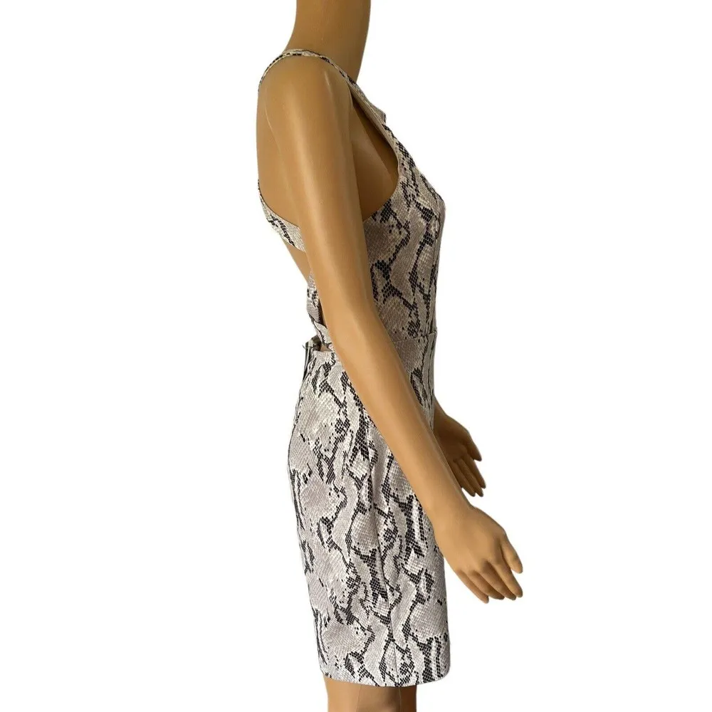 NWT Express Gray Snakeskin Print High Neck Open Back Fitted Mini Dress Small - Image 2