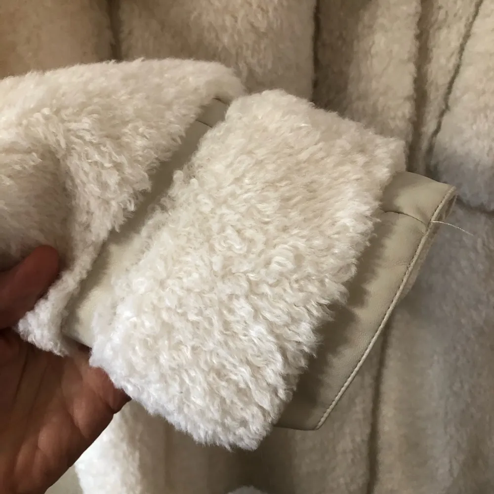 Anthropologie Maeve Cinched Soft & Elegant Faux Fur Coat in Ivory - Size Large - Image 3