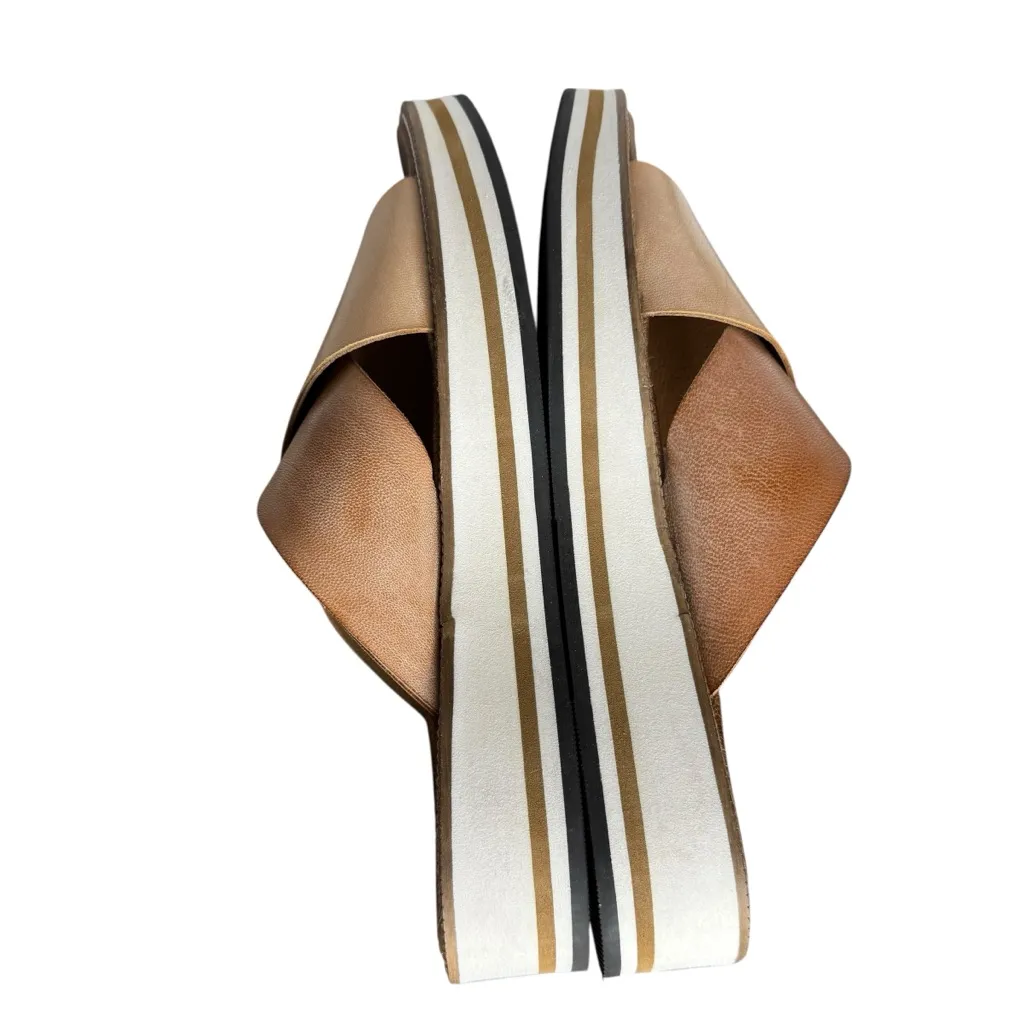 Roan by Bed Stu Shout Leather Criss Cross Platform Sandal 8.5 Tan - Image 6