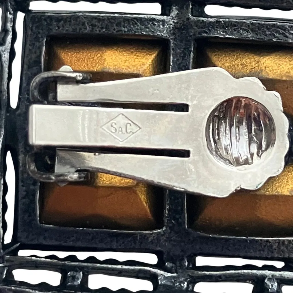 Vintage 50s Signed Sarah Coventry Midnight Magic Black Smoky Stone Clip Earrings - Image 7