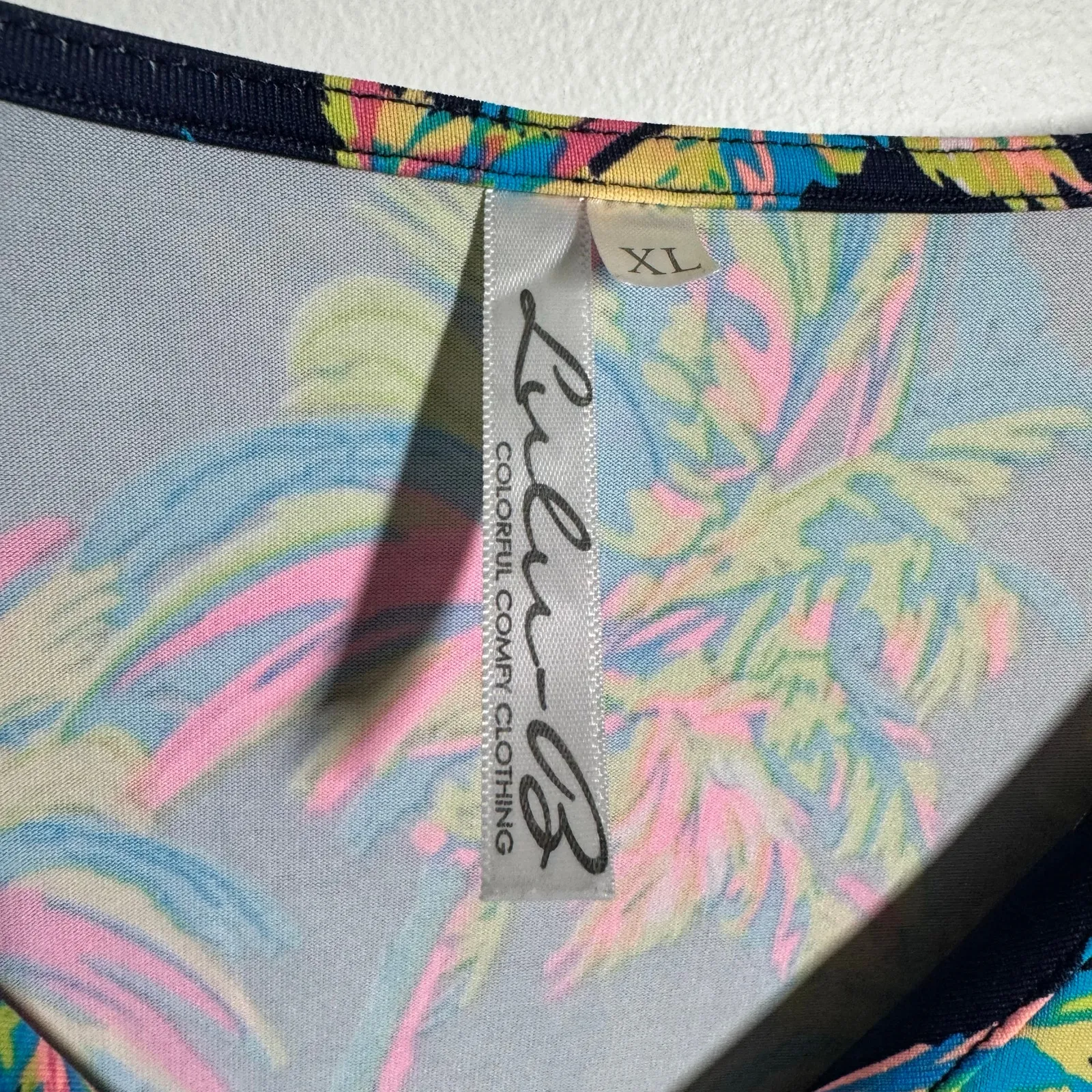 Lulu B UPF 50 Dress Women XL Quarter Sleeve Palm Tree Multicolor Preppy Beach Blue - Image 4