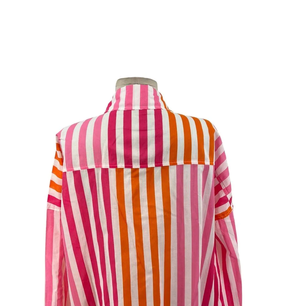 Beach Riot‎ Alexa Top Cover-Up Sunset Stripes Pink Orange Size Large - Image 11