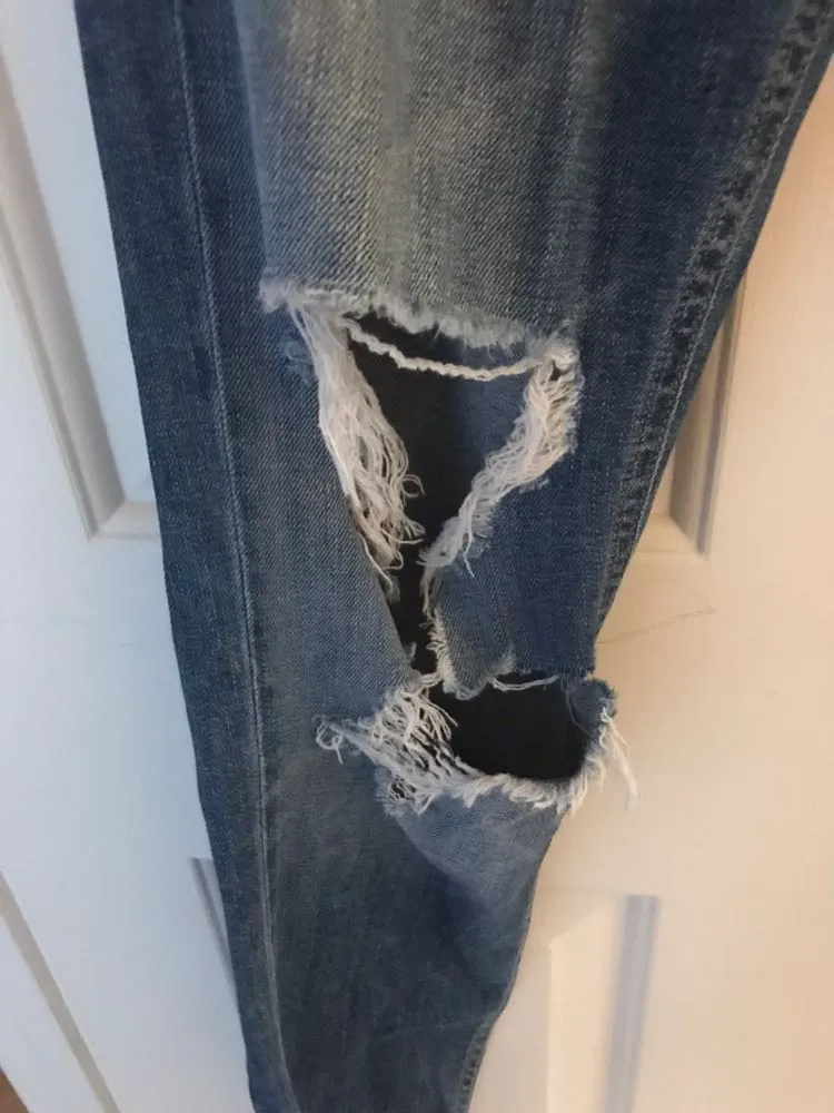 Women's Distressed Blue Jeans - Image 5