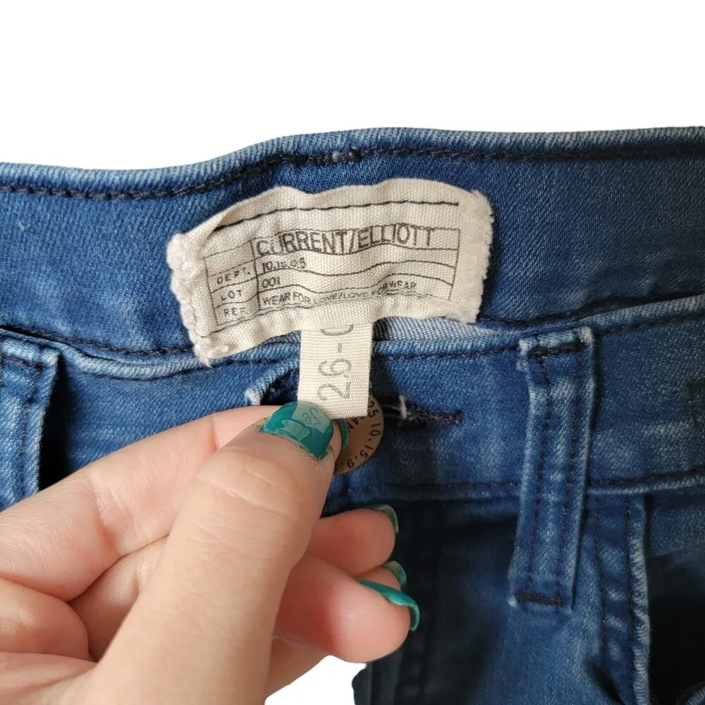 Current Elliott Dark Wash Indigo High Rise USA Made Ankle Skinny Jeans Size 26 - Image 2