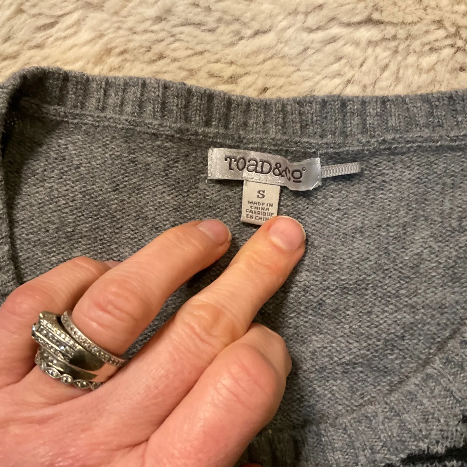 Toad & Co Aleutia Crew Sweater Size Small Lambswool Gray Black Pattern Round Hem - Image 2