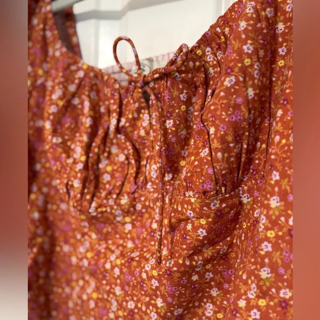 Womens Lucky Brand Laura Ashley Rust Corset Printed Floral Pink White Crop Large - Image 6