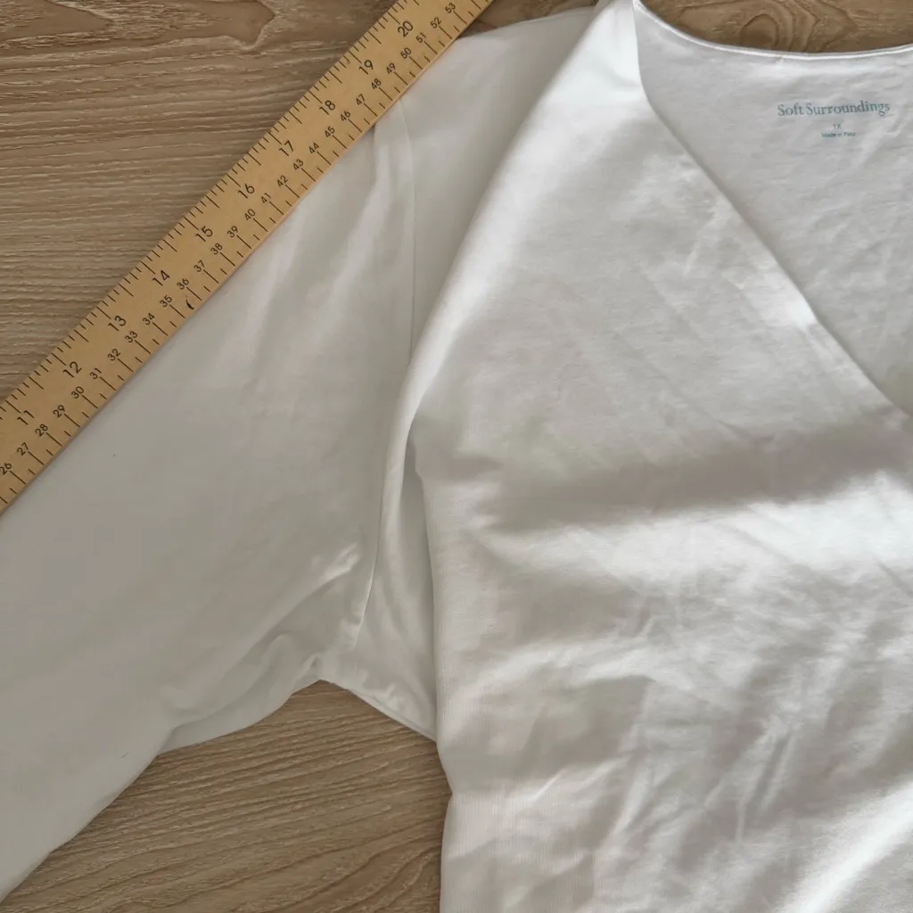 Soft Surroundings 1X NEW Alyssa Knit Top White Front Wrap Surplice Minimal - Image 8