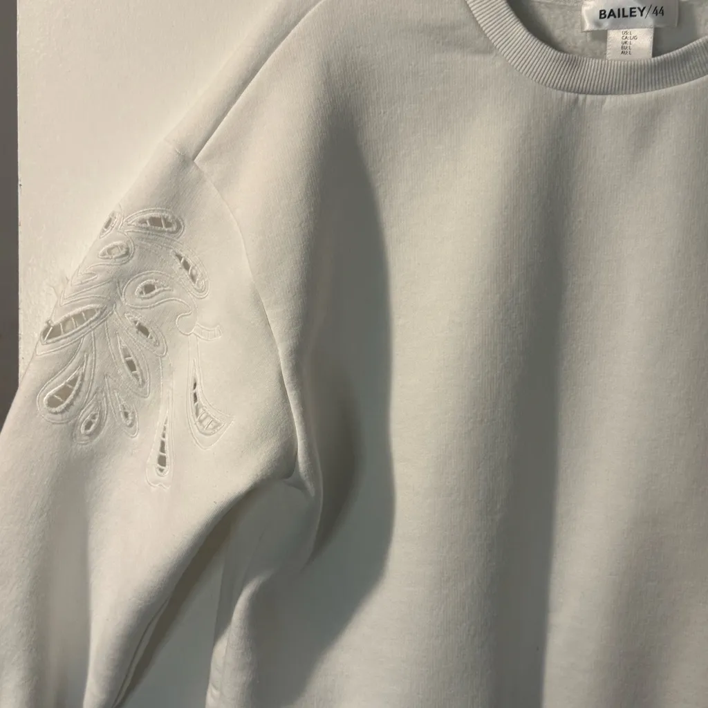 ✨Bailey/44 Embroidered Sleeve Sweatshirt — Size L - Image 3