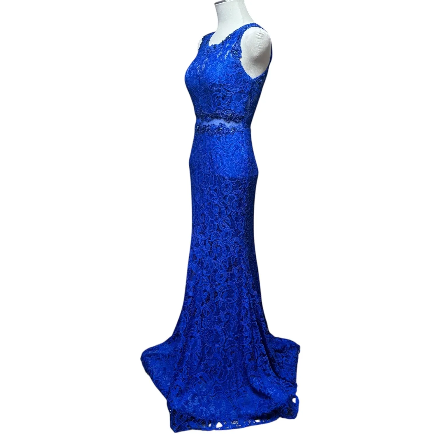 Cinderella Divine Sleeveless Lace Dress Jewel Sequin Royal Blue Medium - Image 3