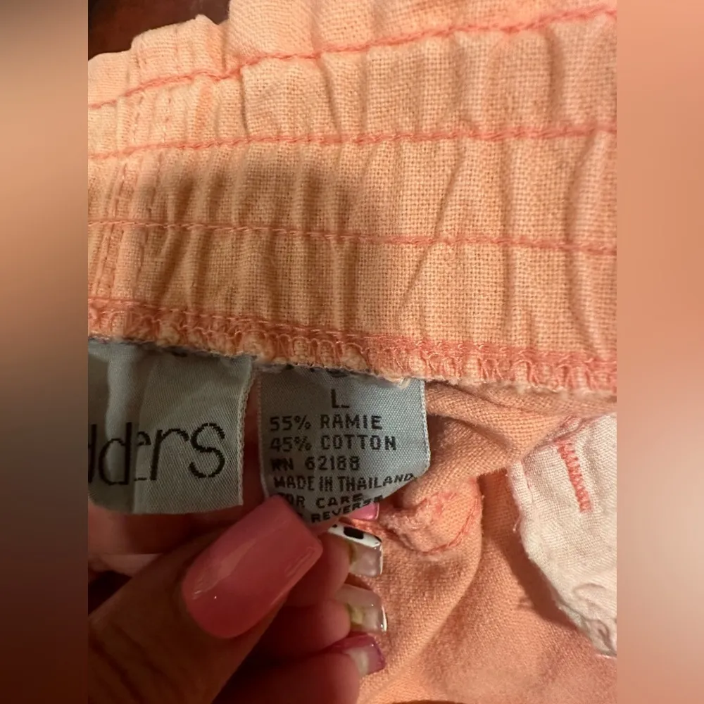 DEDDLERS Salmon Cotton Pants Elastic Waist Size Large - Image 6