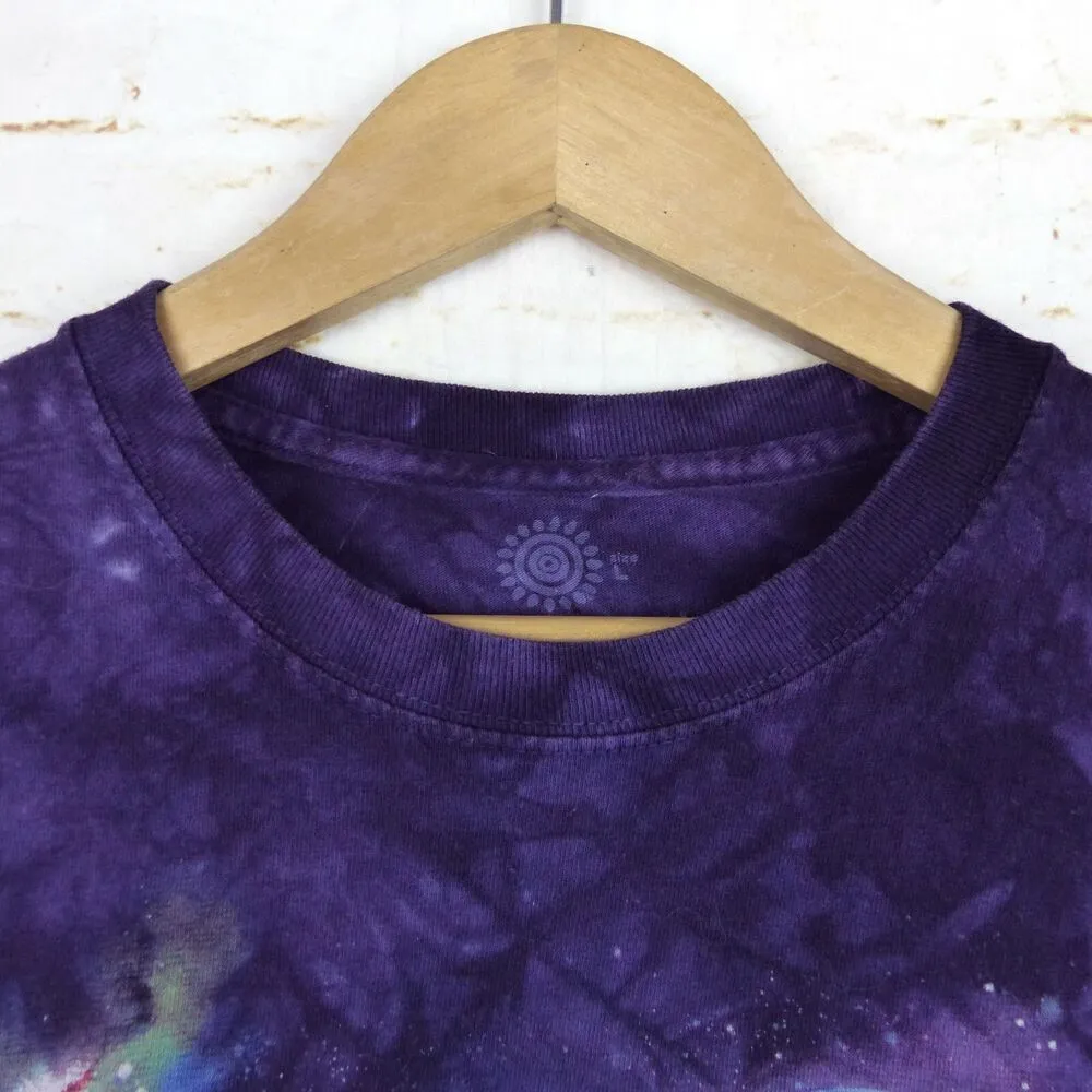 The Mountain T-Shirt Womens L Purple Tie Dye Cosmic Cat Galaxy Classic Cotton - Image 5