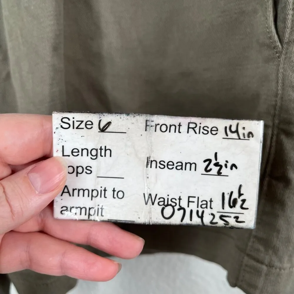 Free People Womens Bille Chino Olive Cotton Khaki Shorts Size 6 - Image 11