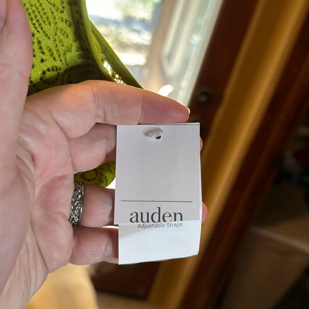 NWT Auden Lightly Lined Lace Cross back Bralette Olive Size Small Green - Image 6