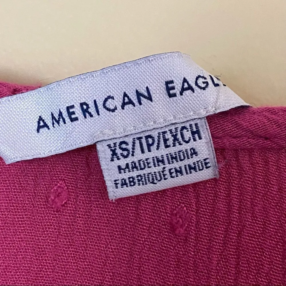 American Eagle Pink Boho Embroidered Top Size XS - Image 8