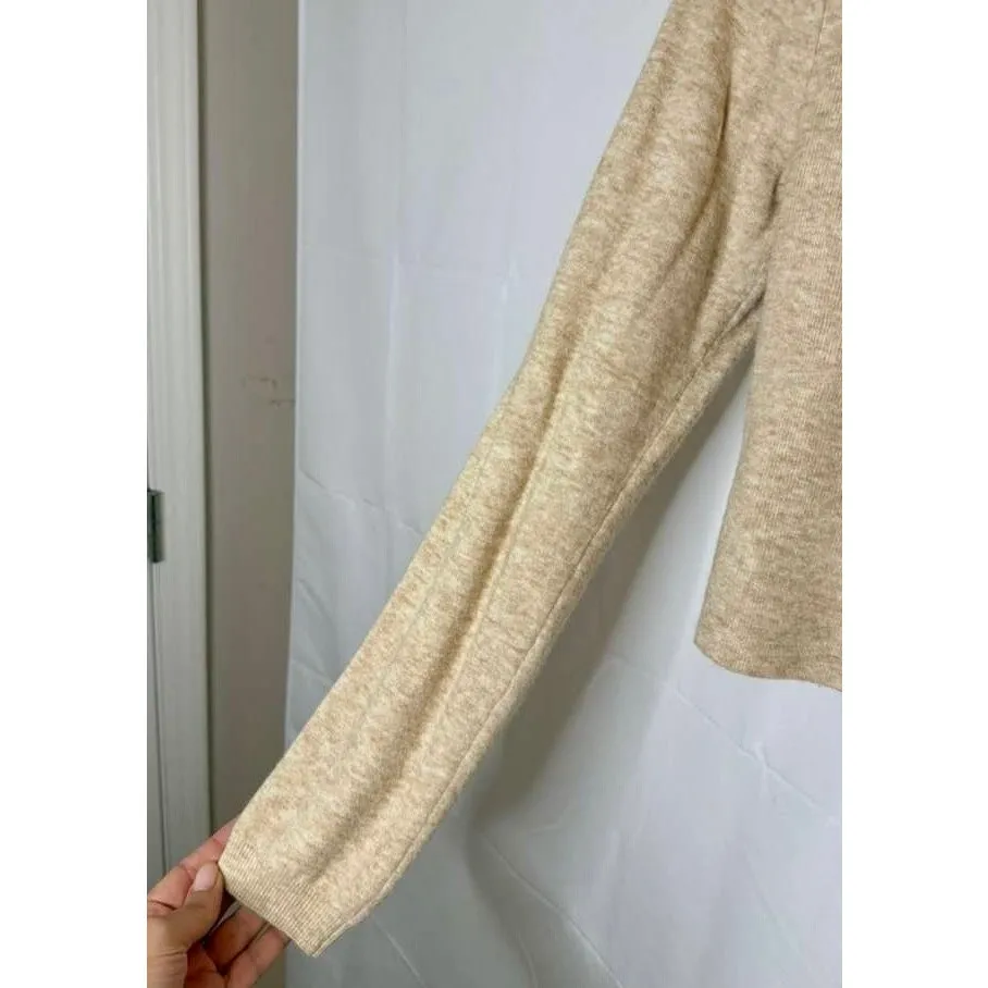 Aritzia Wilfred Greer Sweetheart Bustier Sweater in Heather Light Oatmeal sz. M - Image 6