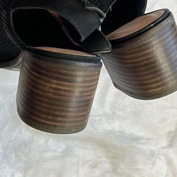 Lucky Brand Women's‎ Black Leather Slingback Block Heel Lideton Shootie Bootie 8 - Image 5