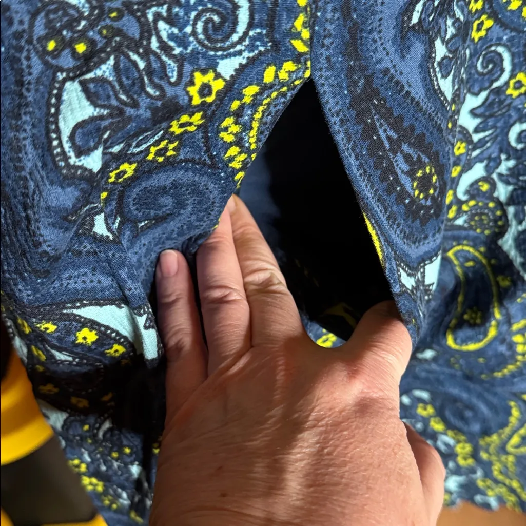 Plenty by Tracy Reese Fit & Flare Blue/Yellow Cap Sleeve Paisley Dress Size 14P - Image 8