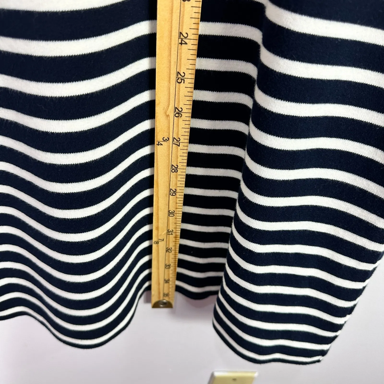 Talbots Petites P Navy White Striped Embroidered Dress Coastal Preppy Old Money - Image 5