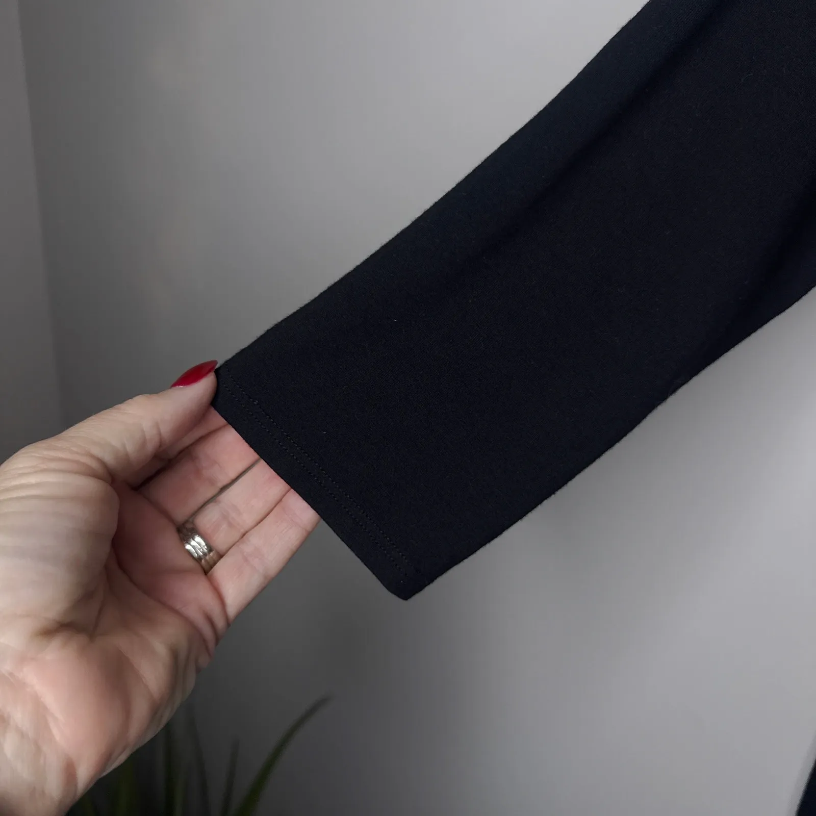 Eileen Fisher Stretch Jersey Knit Jewel Neck Black Dress Size XS‎ Simple Minimal - Image 3