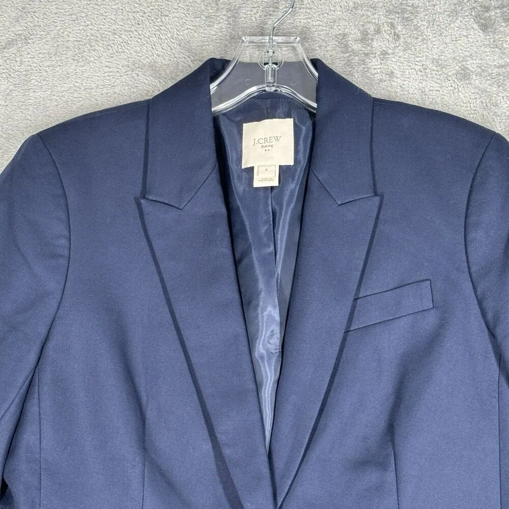 J Crew Blazer Womens 6 Navy Blue Suiting Jacket Classic Business Preppy Academia - Image 5