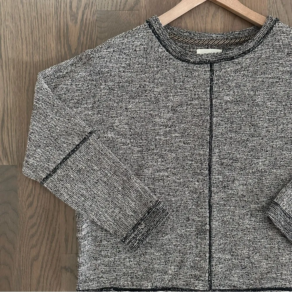 Billy Reid Edie Women's Tweed Round Neck Top in Black, Cream, and Beige Medium - Image 2