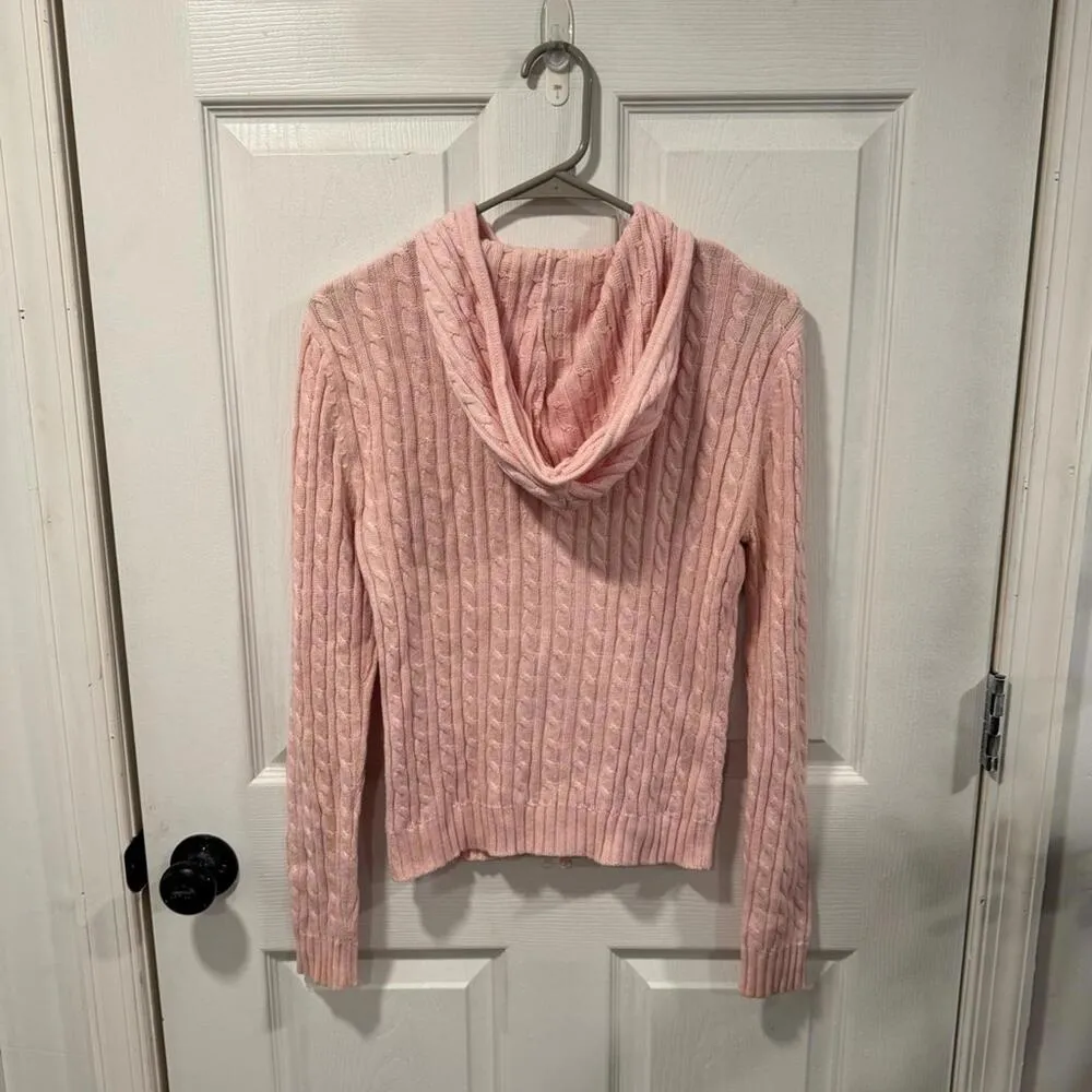Vintage B. Moss Casual Pink Cable Knit Hoodie - Image 2
