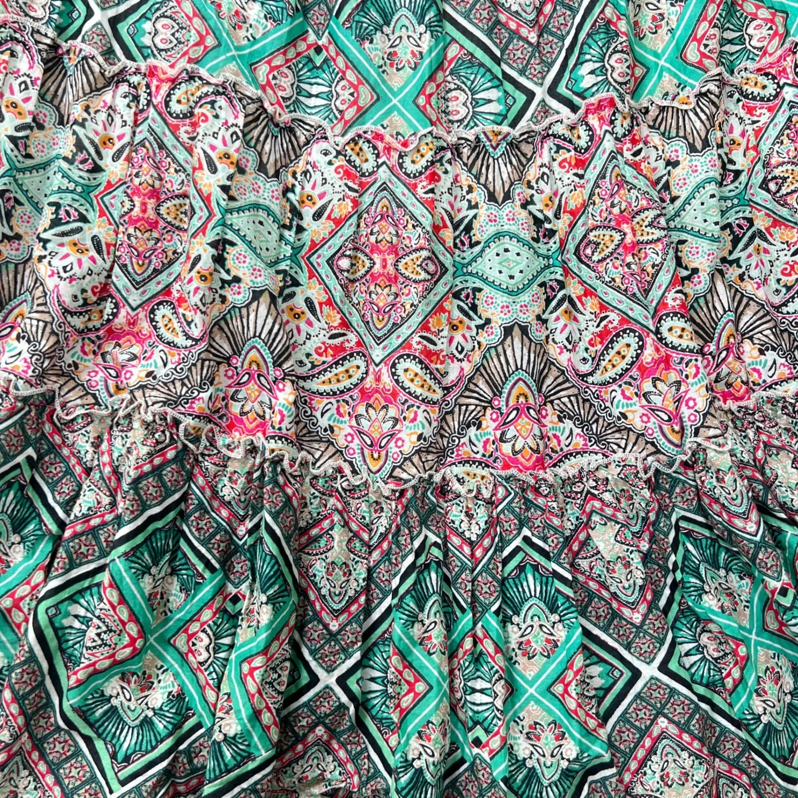 Style & Co. Maxi Skirt Petite Boho Print Tiered Ruffle Hem Elastic Waist‎ PLarge - Image 9