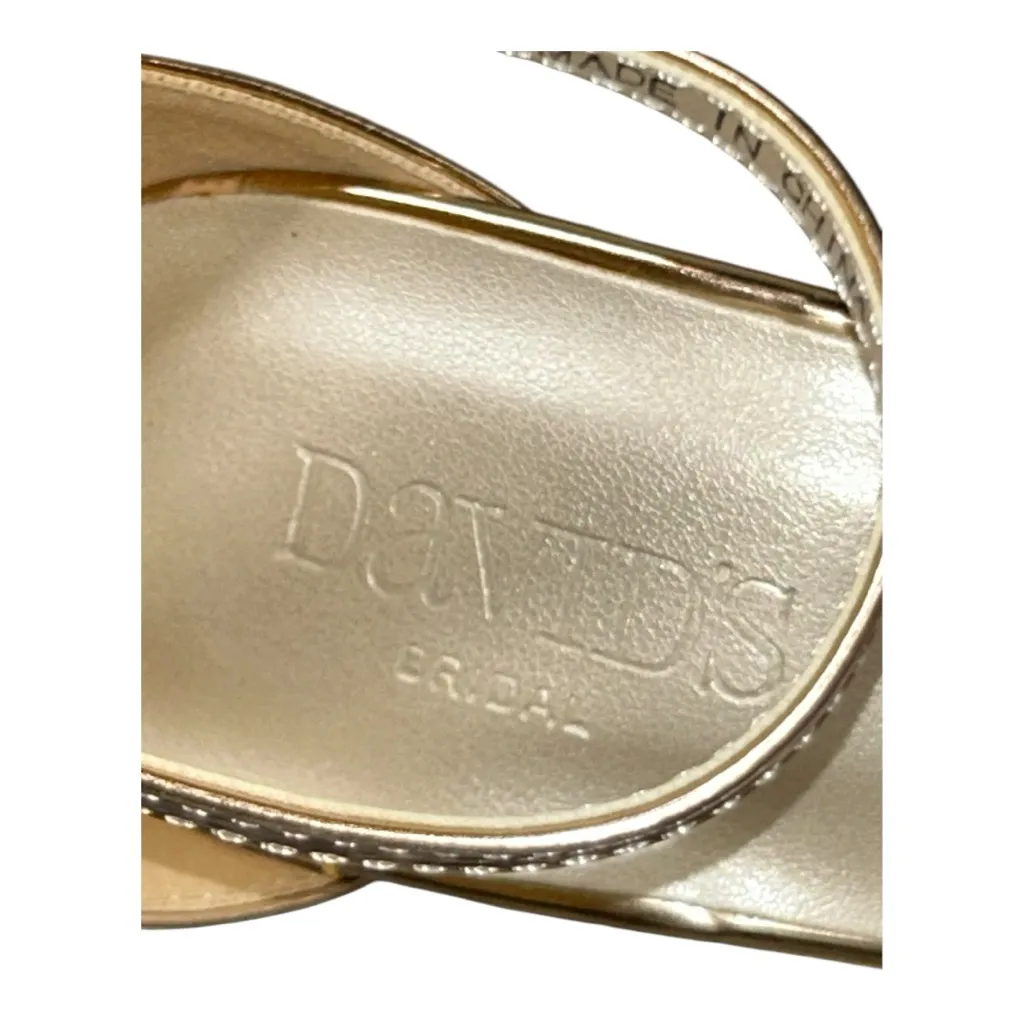 David’s Bridal Triple-Strap Gold Metallic Stiletto heels Style BACI Women’s Sz 8 - Image 8