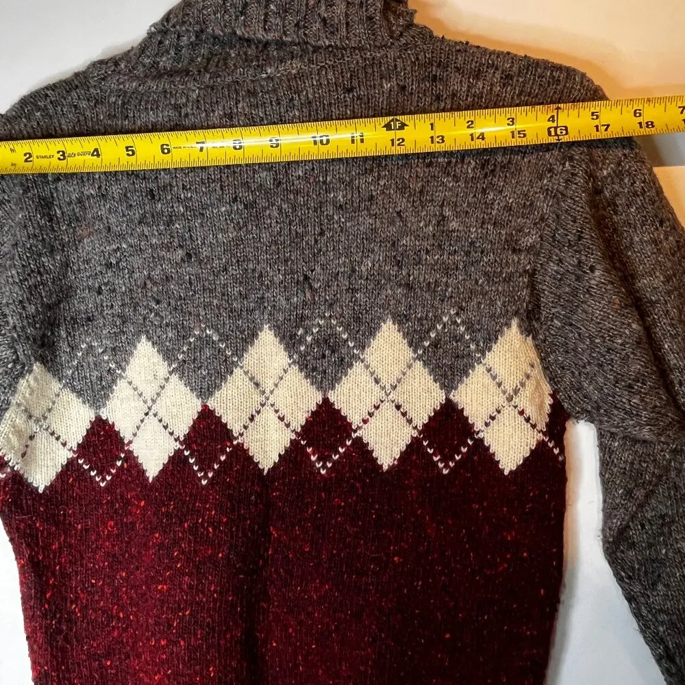 VTG Liz Claiborne Turtleneck Sweater Argyle Cozy Retro Chunky Y2K 80s Preppy M - Image 6