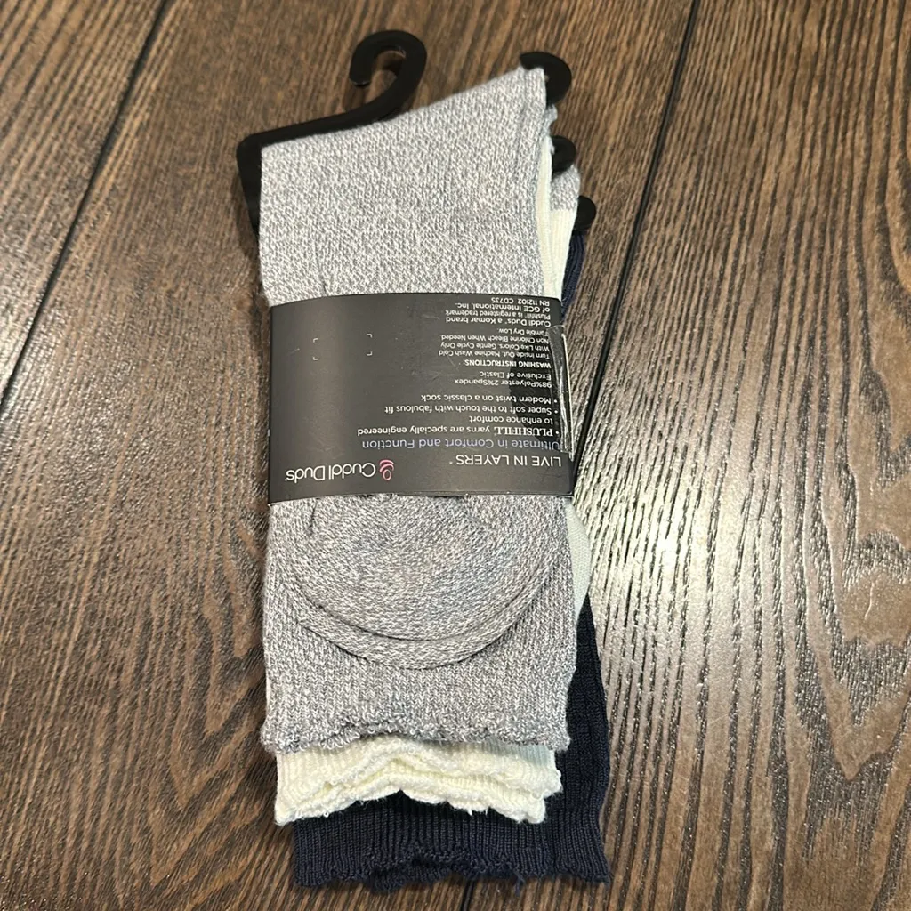 Cuddl Duds Plushfill 3-Pack Midweight Scallop Welt Texture Crew Socks NEW - Image 5