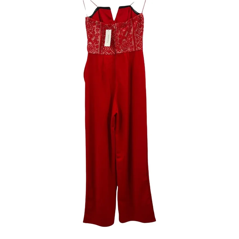 Francesca's Red Strapless Venice Tie Front Jumpsuit Size XXS New - Image 4