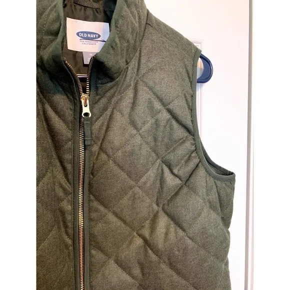 Old Navy Green Textured Quilted Full Zip Vest‎ Women's Size Medium - Image 4