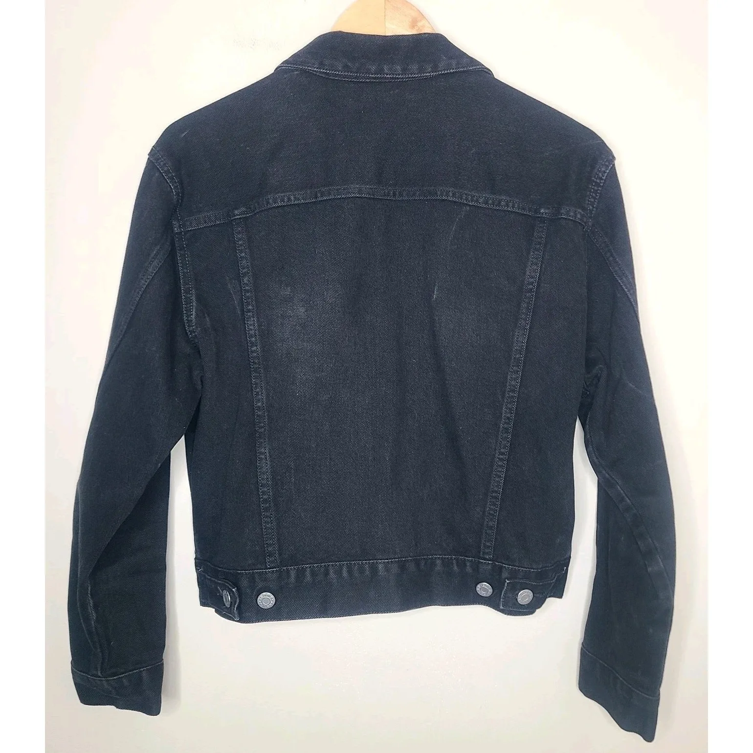 Vtg Guess Jeans 80s 90s Y2K Cropped Black‎ Jean Jacket Trucker Women's Denim S - Image 3