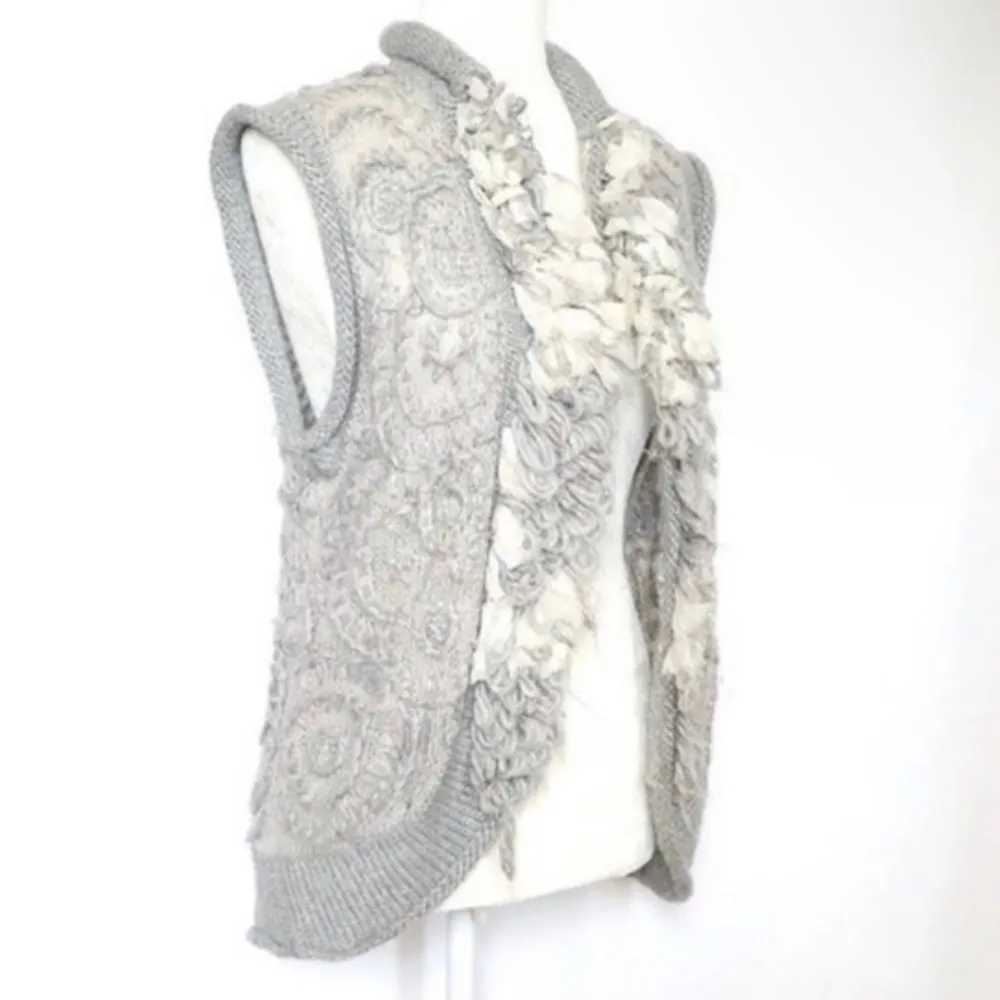 Rebecca Taylor Fringe Sleeveless Sweater Vest M - Image 3