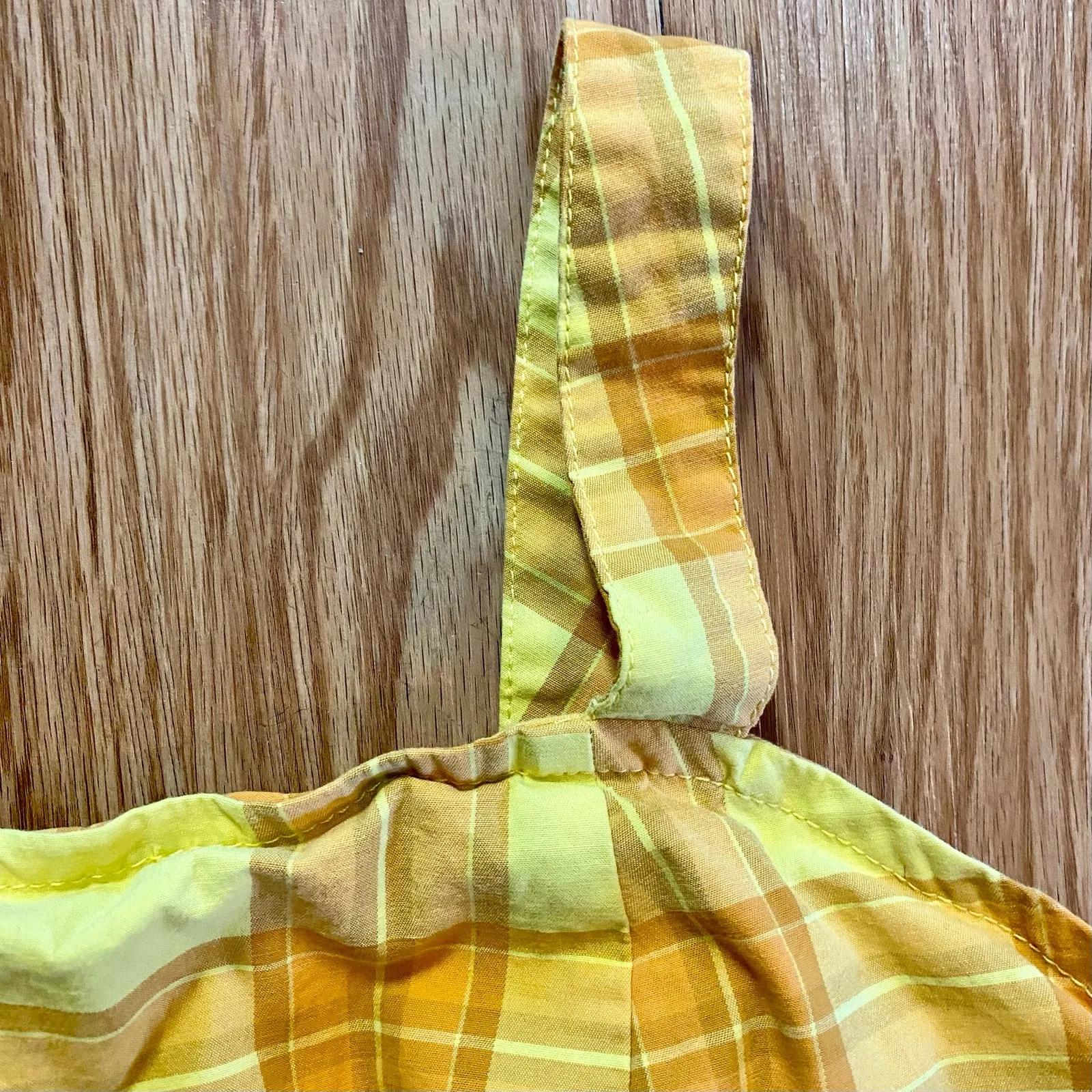 Arizona Jean Co Vintage Yellow Plaid Mini Jumper Dress Womens Medium - Image 5