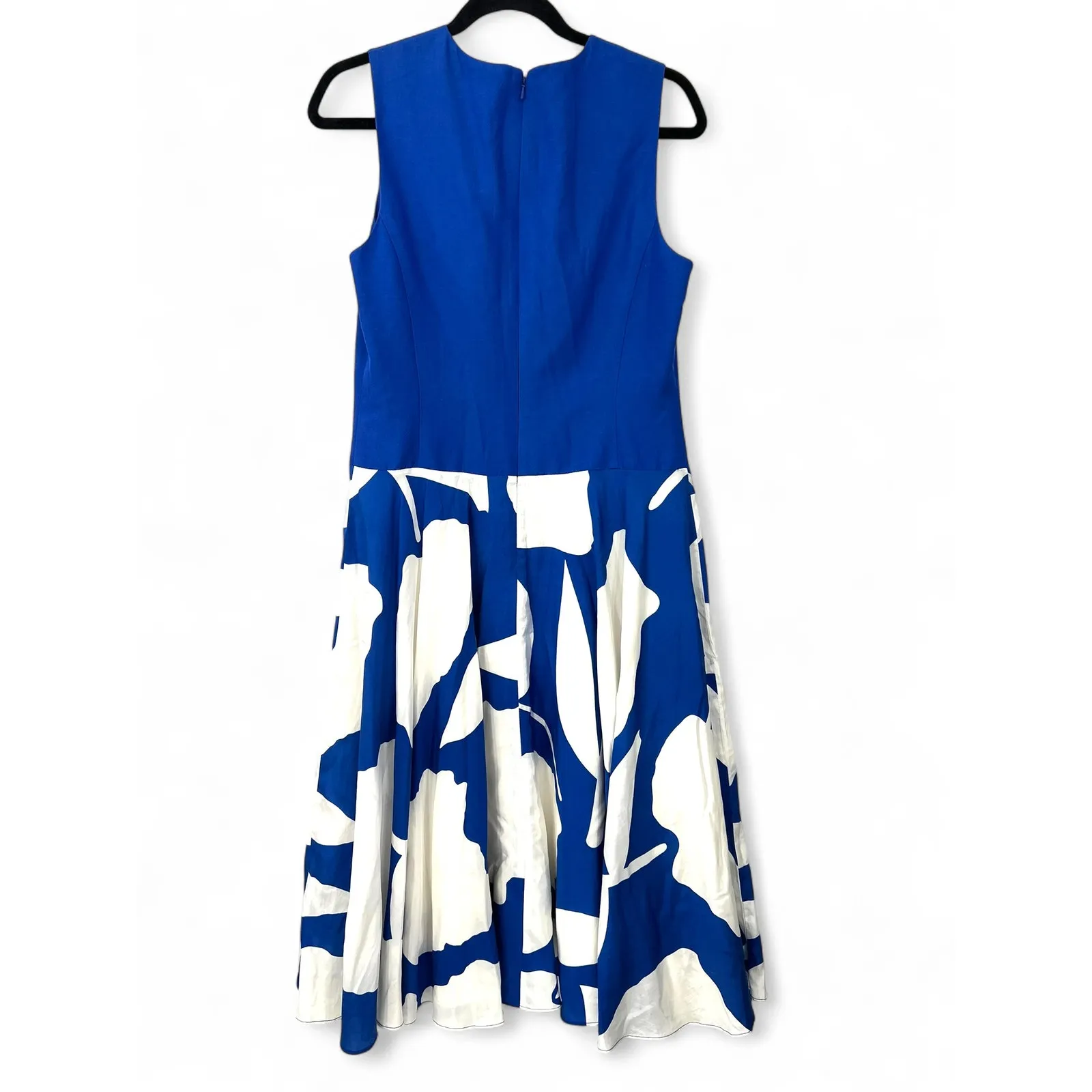 J. Peterman | 8 | Italian Floral Dress Sleeveless Sundress Blue White Fit Flare - Image 7