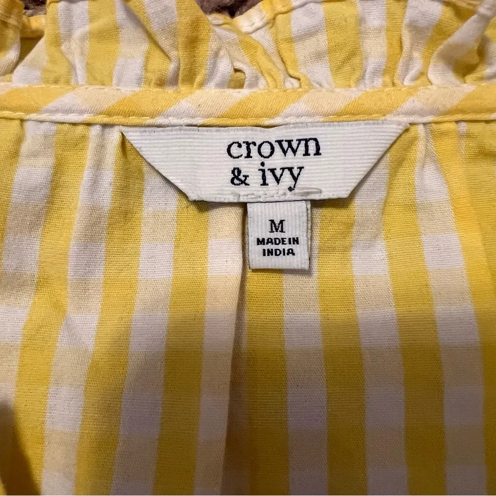 Crown & Ivy Yellow and White Gingham Tunic Size M NWT - Image 3