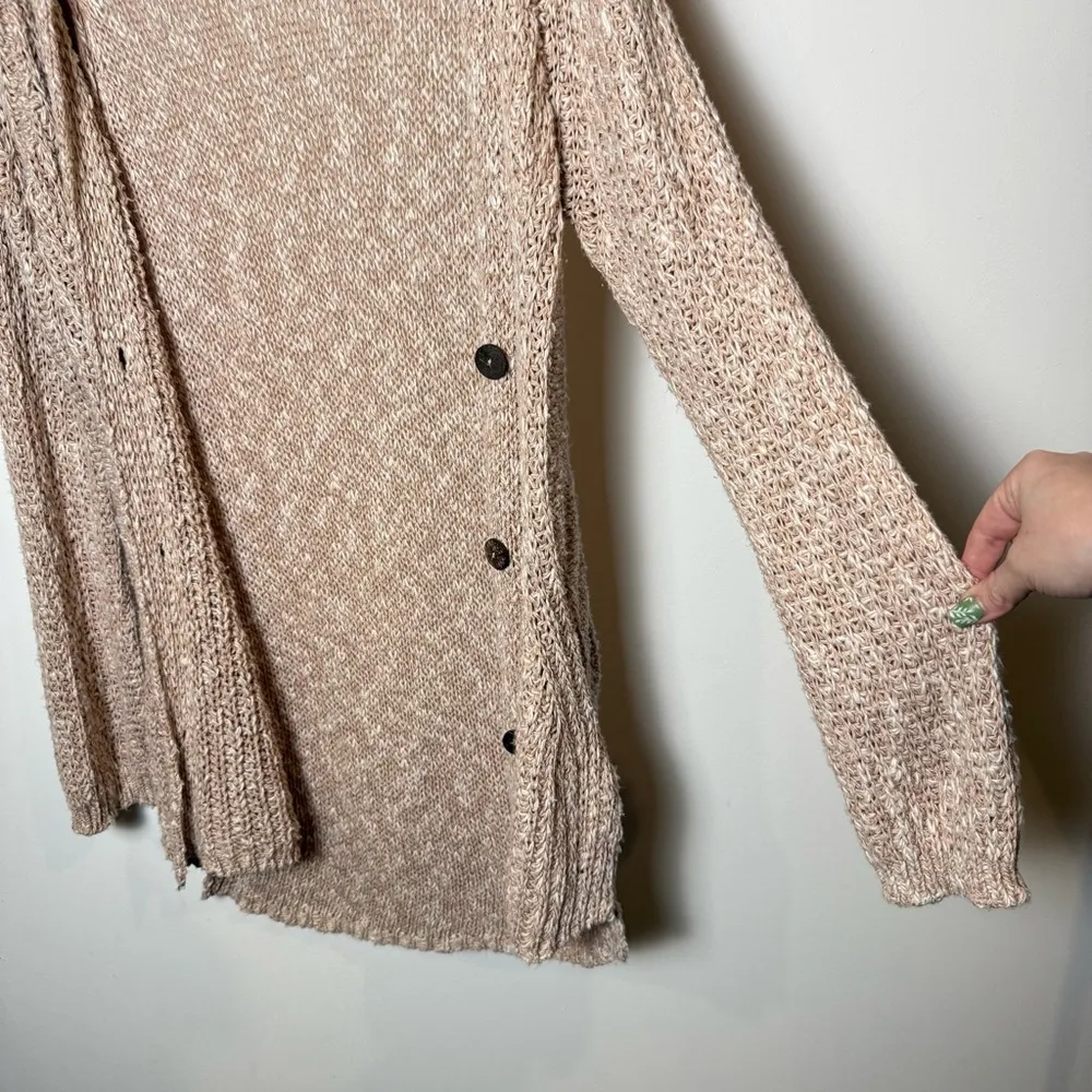Anthropologie Angel of the North Long Blush Pink Mori Knit Cardigan 3 Button M Size M - Image 3