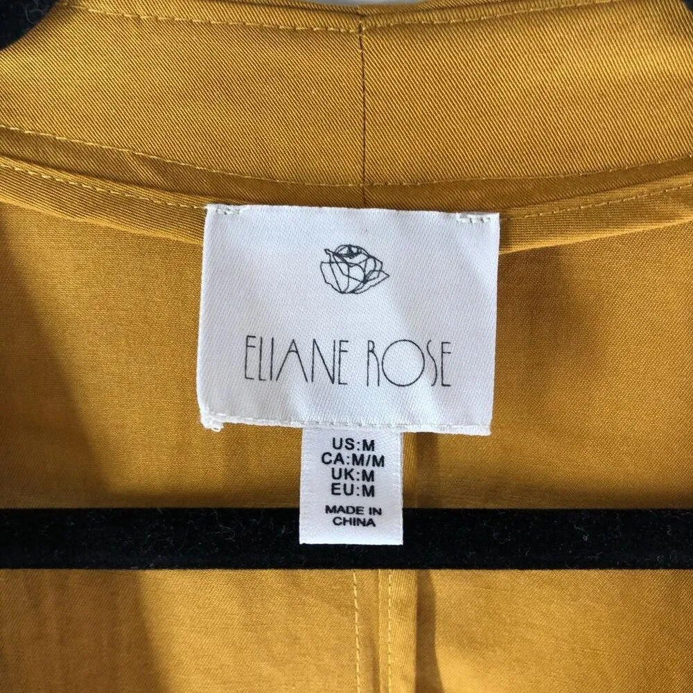 Eliane Rose Womens Jacket Open Front Draped Zip Pockets Mustard Yellow M Size M - Image 3
