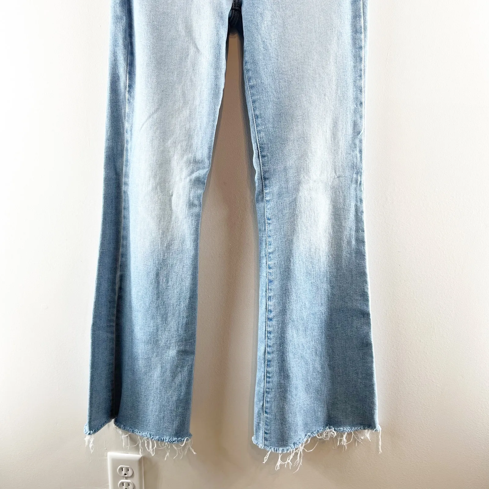 Just Black Mid Rise Straight Bootcut Raw Hem Jeans Light Wash Blue 27 / 4 - Image 10