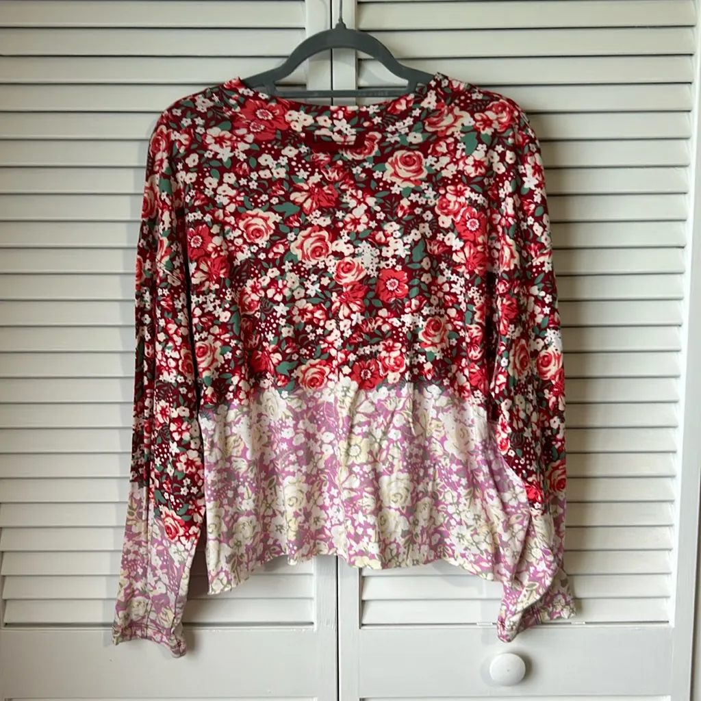 FP Movement Free People Inspire Printed Layer Faded Poppy Red Small NWT - Image 5