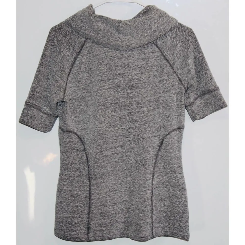 Womens Athleta Coronada Cowl Neck Top Gray Athletic Short Sleeve Shirt Sweater S - Image 2