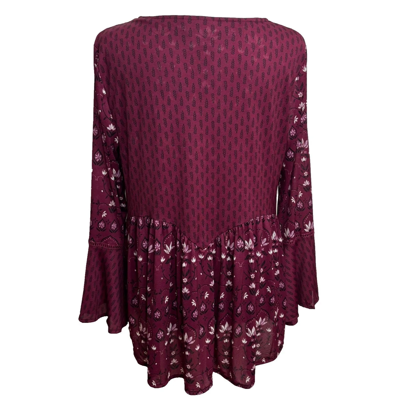 Style & Co Top Womens Petite M Burgundy Boho Retro Festival Folk Indie Feminine Pink Size undefined - Image 3