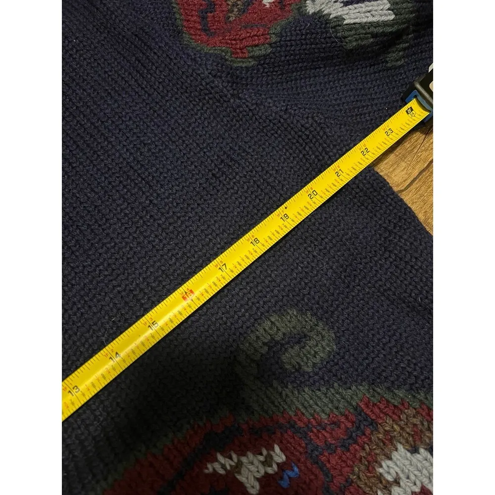 Vintage Cesarani Japan 100% wool paisley sweater Blue Size L - Image 4