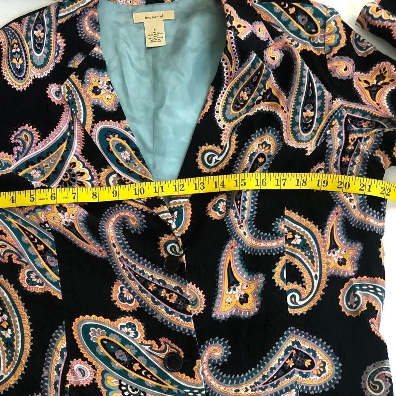 Béchamel Funky retro coll Multicolored black Paisley print blazer Excellent condition Measurement in pics Size L - Image 4
