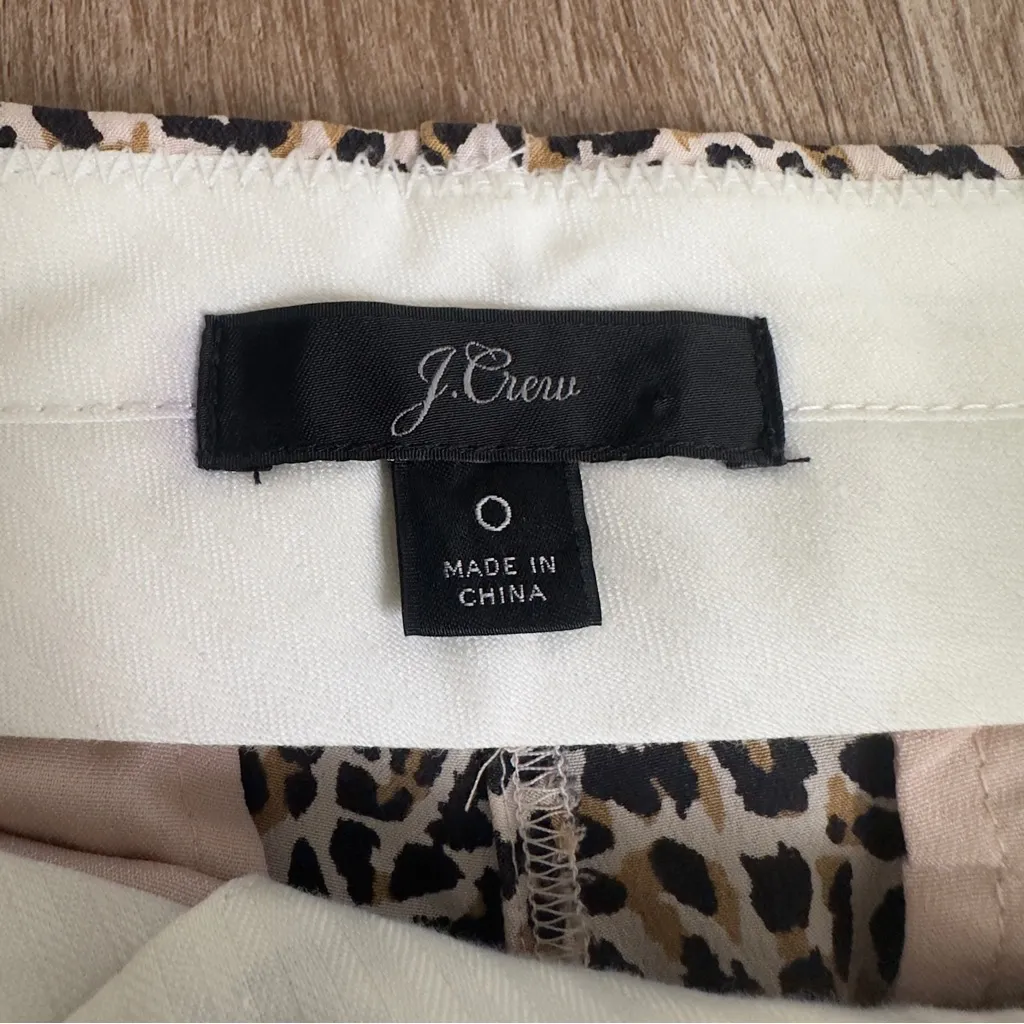 J. Crew 100% Silk Wide Leg Waist Tie Cropped Pant in Leopard Print Size 0 - Image 5