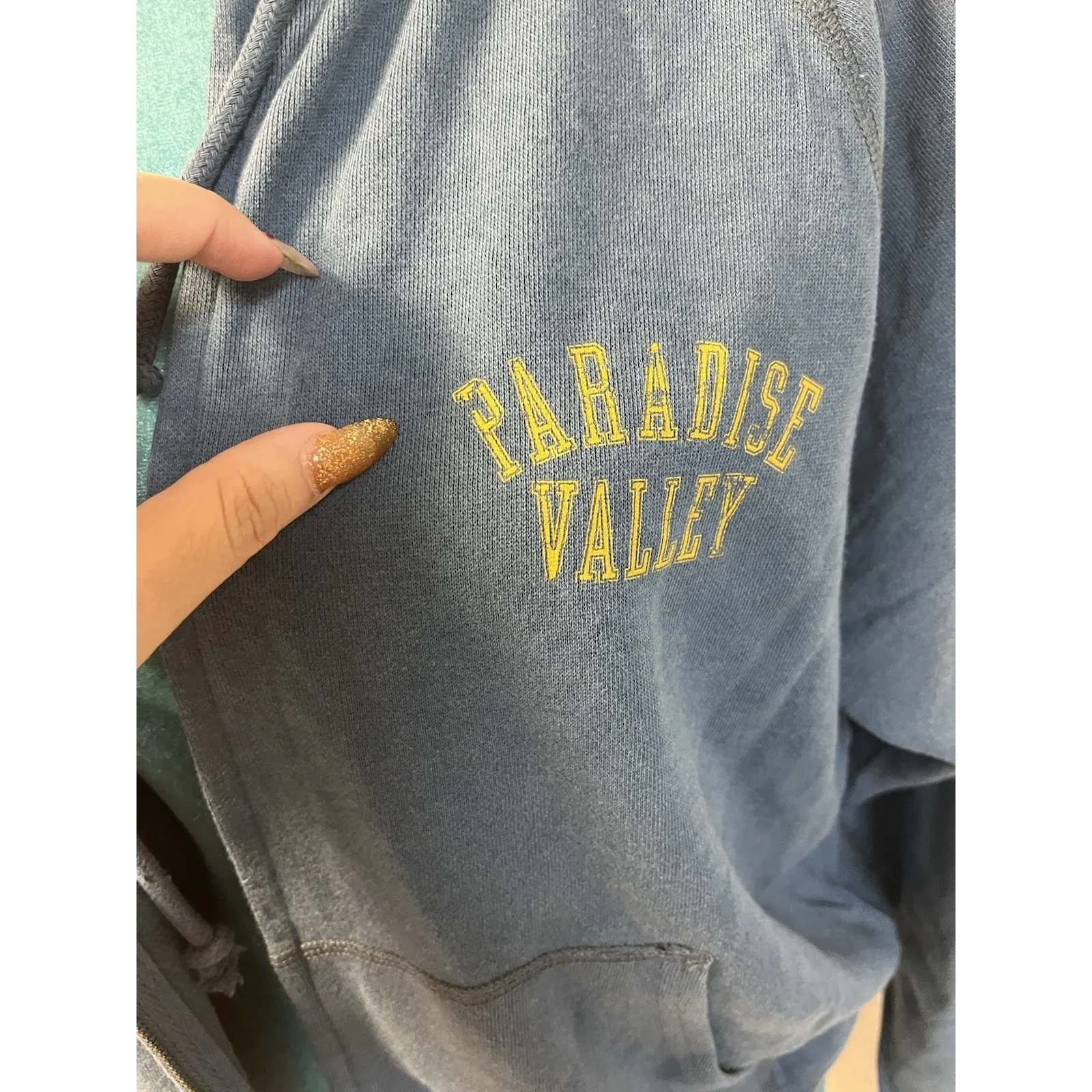 SKIMS Lightweight Fleece Zip Up Hoodie Blue "Paradise Valley" - Image 7