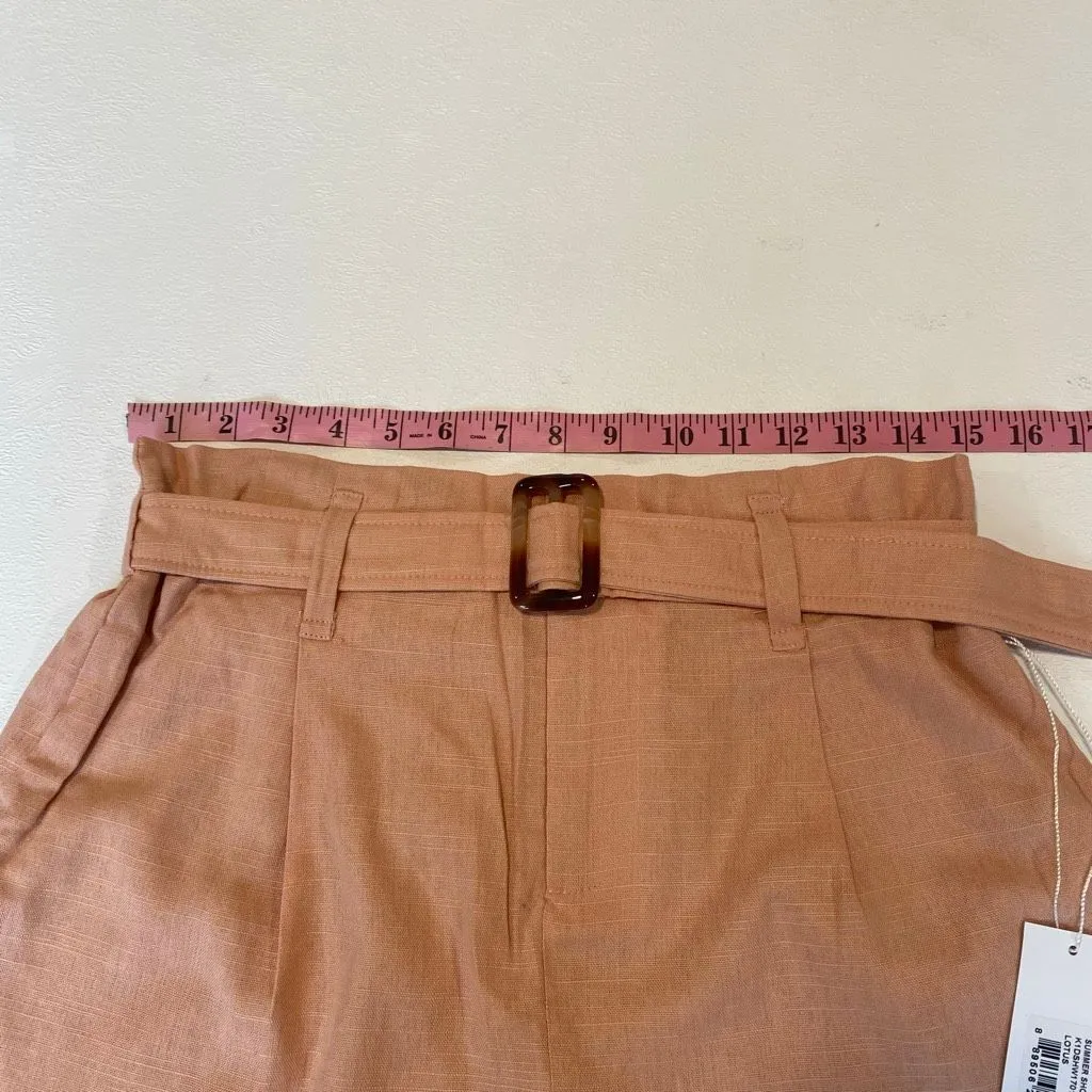 Bishop + Young Lotus Pink Paperbag Waist Belted Summer Shorts Size Large NWT - Image 4